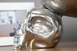 Design Deko-Schale SKULL 35cm silber Aluminium Totenkopf