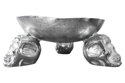 Design Deko-Schale SKULL 35cm silber Aluminium Totenkopf