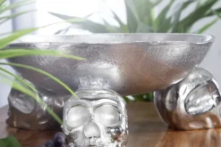 Design Deko-Schale SKULL 35cm silber Aluminium Totenkopf