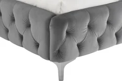 Design Doppelbett MODERN BAROCK 180x200cm grau Samt Chesterfield