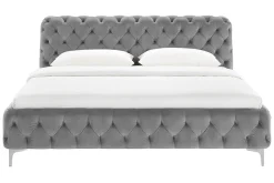 Design Doppelbett MODERN BAROCK 180x200cm grau Samt Chesterfield