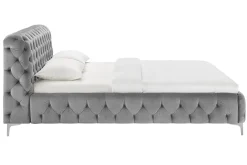 Design Doppelbett MODERN BAROCK 180x200cm grau Samt Chesterfield
