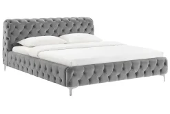 Design Doppelbett MODERN BAROCK 180x200cm grau Samt Chesterfield