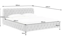 Design Doppelbett MODERN BAROCK 180x200cm grau Samt Chesterfield