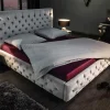 Design Doppelbett PARIS 180x200cm silber grau Samt Chesterfield
