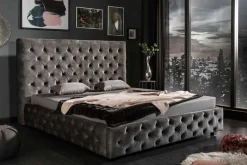 Design Doppelbett PARIS 180x200cm grau Samt Chesterfield