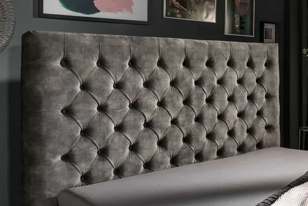 Design Doppelbett PARIS 180x200cm grau Samt Chesterfield