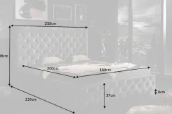 Design Doppelbett PARIS 180x200cm grau Samt Chesterfield