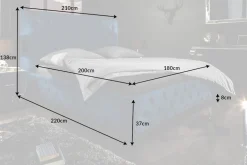Design Doppelbett PARIS 180x200cm dunkelblau Samt Chesterfield