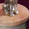 Design Dose PANTHER 20cm gold natur Mangoholz Panther-Figur Metall Dekoration