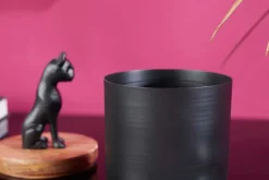 Design Dose PANTHER 20cm schwarz natur Mangoholz Panther-Figur Metall Dekoration