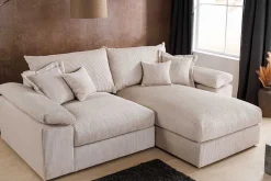 Design Ecksofa ATMOSPHERE XL 245cm champagner beige Cord Federkern inkl. Kissen