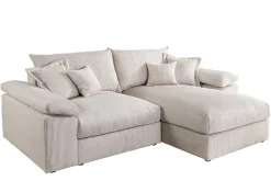 Design Ecksofa ATMOSPHERE XL 245cm champagner beige Cord Federkern inkl. Kissen
