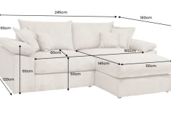 Design Ecksofa ATMOSPHERE XL 245cm champagner beige Cord Federkern inkl. Kissen