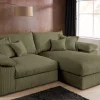 Design Ecksofa ATMOSPHERE XL 245cm grün Cord Federkern inkl. Kissen