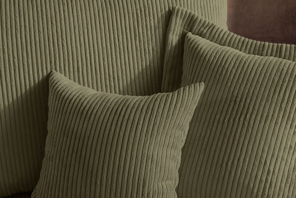 Design Ecksofa ATMOSPHERE XL 245cm grün Cord Federkern inkl. Kissen