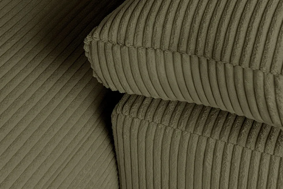 Design Ecksofa ATMOSPHERE XL 245cm grün Cord Federkern inkl. Kissen