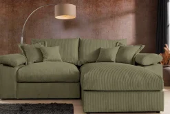 Design Ecksofa ATMOSPHERE XL 245cm grün Cord Federkern inkl. Kissen