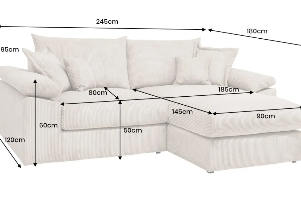 Design Ecksofa ATMOSPHERE XL 245cm grün Cord Federkern inkl. Kissen