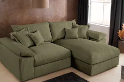 Design Ecksofa ATMOSPHERE XL 245cm grün Cord Federkern inkl. Kissen