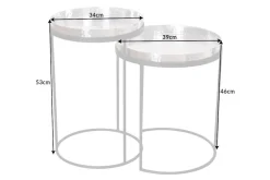 Design 2er Set Beistelltisch ELEMENTS 55cm silber Hammerschlag handmade rund