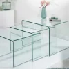 Design 3er Set Glas Couchtisch FANTOME 60cm Beistelltische transparent