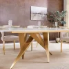 Design Esstisch ART LIVING 200cm weiß Marmor Keramik Metall brushed champagner gold