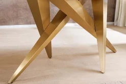 Design Esstisch ART LIVING 200cm weiß Marmor Keramik Metall brushed champagner gold