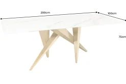 Design Esstisch ART LIVING 200cm weiß Marmor Keramik Metall brushed champagner gold