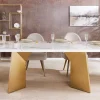 Design Esstisch EXTRAVAGANCIA 200cm weiß Marmor Metall brushed champagner gold