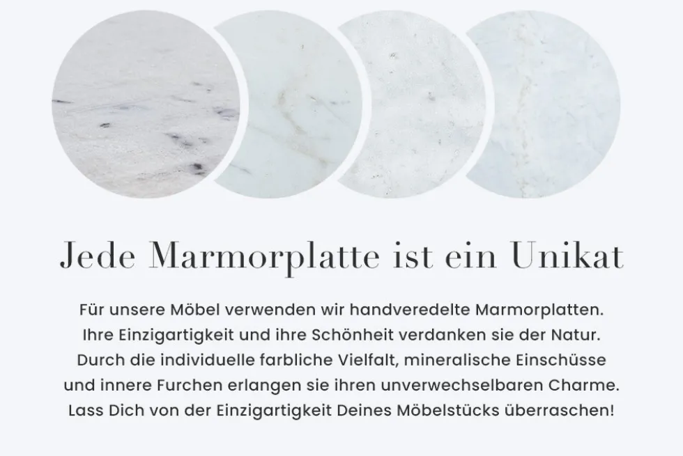 Design Esstisch EXTRAVAGANCIA 200cm weiß Marmor Metall brushed champagner gold