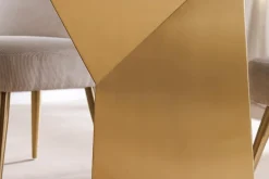 Design Esstisch EXTRAVAGANCIA 200cm weiß Marmor Metall brushed champagner gold