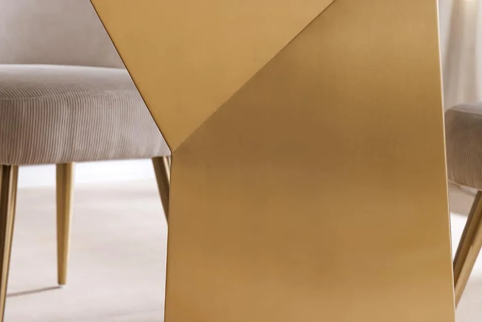 Design Esstisch EXTRAVAGANCIA 200cm weiß Marmor Metall brushed champagner gold