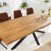 Design Esstisch GALAXIE 200cm natur Eiche Massivholz Sterngestell Baumkante