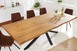 Design Esstisch GALAXIE 200cm natur Eiche Massivholz Sterngestell Baumkante