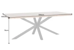 Design Esstisch GALAXIE 200cm natur Eiche Massivholz Sterngestell Baumkante