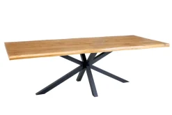 Design Esstisch GALAXIE 200cm natur Eiche Massivholz Sterngestell Baumkante