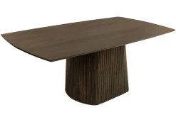 Design Esstisch GRAND 200cm dunkelbraun Mangoholz Bootsform mit Sockel