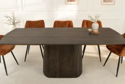 Design Esstisch GRAND 200cm dunkelbraun Mangoholz Bootsform mit Sockel