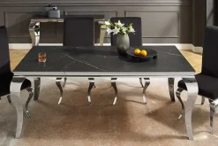 Design Esstisch MODERN BAROCK 180cm schwarz anthrazit chrom Keramik Marmor