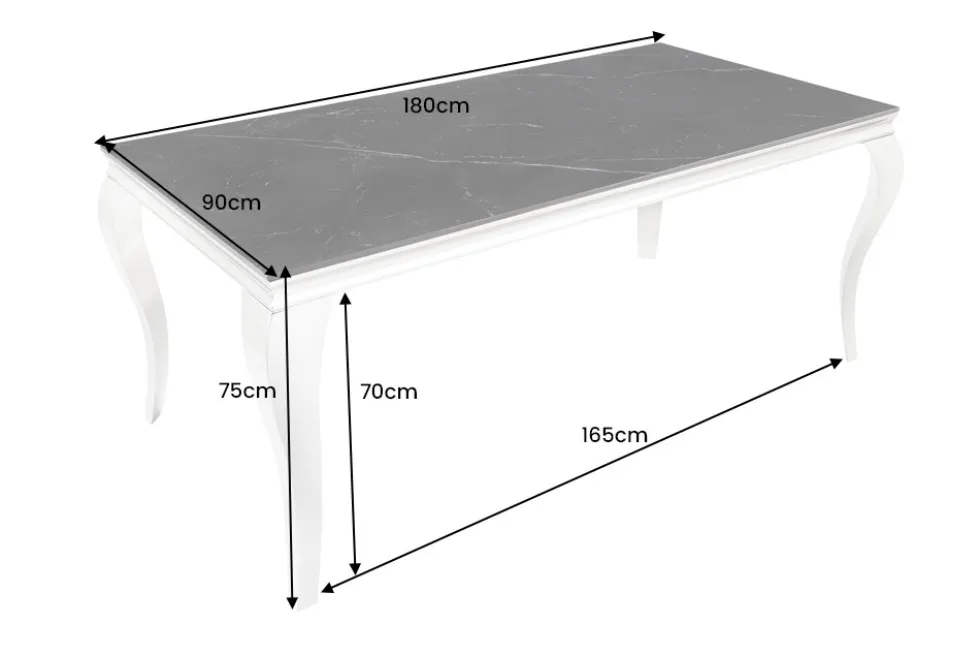 Design Esstisch MODERN BAROCK 180cm schwarz anthrazit chrom Keramik Marmor