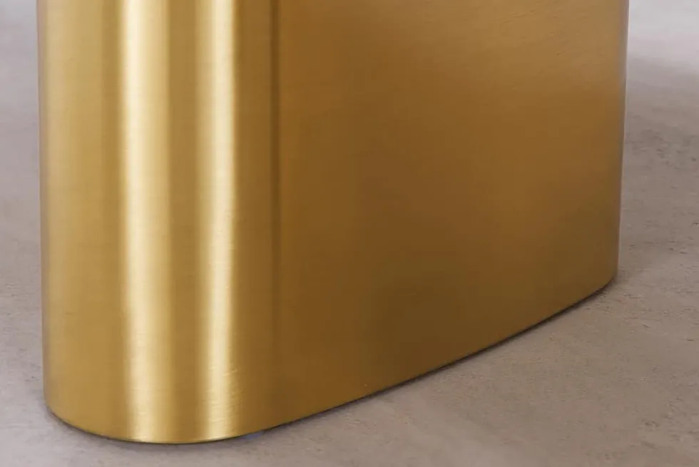 Design Esstisch ORGANIC 200cm grau weiß braun Naturstein Marmor Metall brushed gold