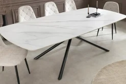 Design Esstisch OSAKA 200cm weiß Keramik schwarz Sterngestell Metall
