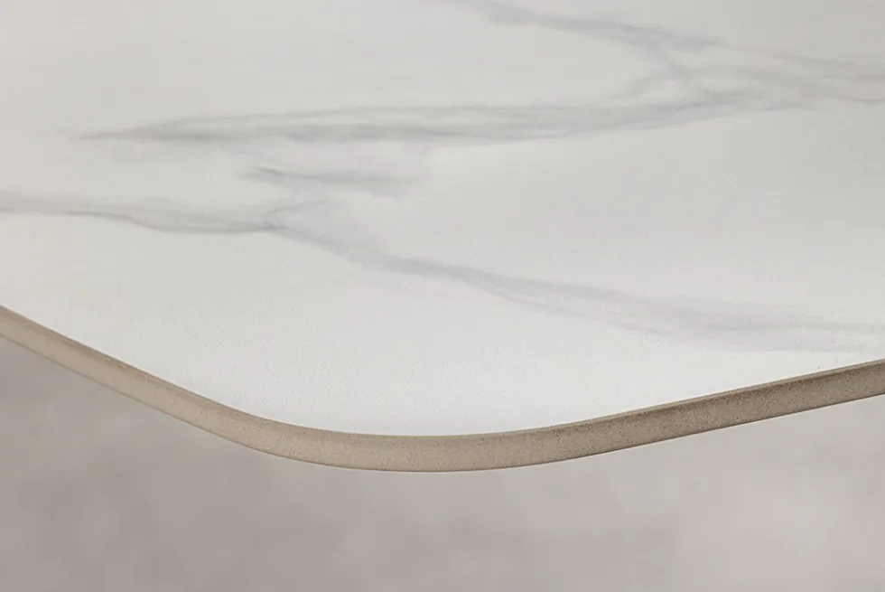 Design Esstisch OSAKA 200cm weiß Keramik schwarz Sterngestell Metall
