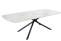 Design Esstisch OSAKA 200cm weiß Keramik schwarz Sterngestell Metall
