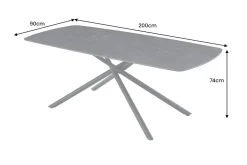 Design Esstisch OSAKA 200cm anthrazit Keramik schwarz Sterngestell Metall