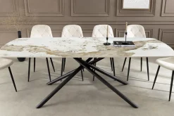 Design Esstisch OSAKA 160cm weiß schwarz Pandora Keramik Sterngestell Metall