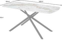 Design Esstisch OSAKA 160cm weiß schwarz Pandora Keramik Sterngestell Metall