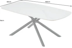 Design Esstisch OSAKA 160cm weiß Keramik schwarz Sterngestell Metall