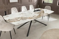 Design Esstisch OSAKA 200cm weiß schwarz Pandora Keramik Sterngestell Metall